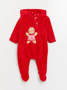 Плюшевый комбинезон для маленьких девочек с капюшоном и длинными рукавами LCW baby, яркий красный