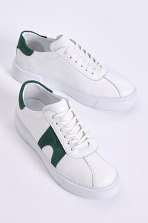 Мужская белая зеленая спортивная обувь из натуральной кожи на шнуровке TONNY BLACK, белый