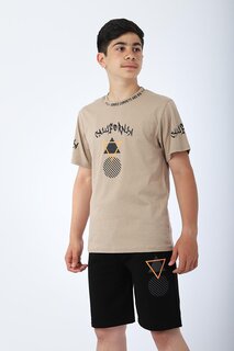 Футболка и шорты для мальчика, летний костюм с принтом «Калифорния» Pina Kids, бежевый