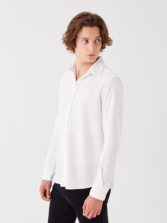 Мужская вискозная рубашка Slim Fit с длинным рукавом XSIDE, белый