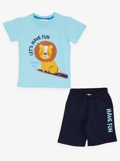 Футболка и шорты для маленьких мальчиков с принтом Breeze, светло-синий