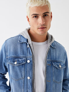Мужская джинсовая куртка стандартного кроя с капюшоном LCW Jeans, открытое индиго родео