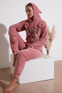 Плюшевый пижамный комплект с эластичной лентой и капюшоном 6094130 Lela, розовый