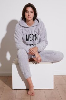 Плюшевый пижамный комплект с эластичной лентой и капюшоном 6094130 Lela, серый