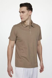 Мужская коричневая футболка Slim Fit с воротником поло с рисунком TUDORS