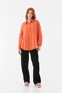 Повседневная льняная рубашка с одним карманом Fullamoda, апельсин