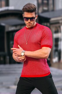 Мужская красная трикотажная футболка 5076 MADMEXT