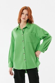 Повседневная льняная рубашка с одним карманом Fullamoda, зеленый