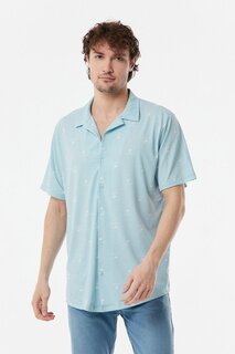 Повседневная рубашка с принтом фламинго Fullamoda, синий