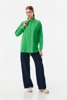 Повседневная рубашка с пуговицами на спине и карманами Fullamoda, неоново-зеленый