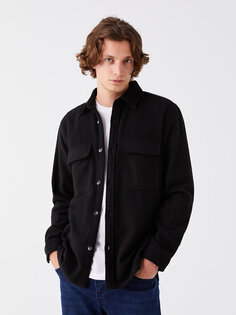 Мужская куртка-рубашка стандартного кроя с длинным рукавом LCW Casual, новый черный