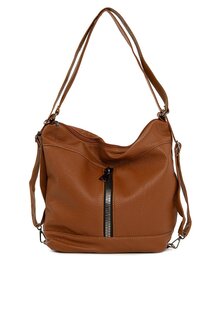 Повседневная сумка с мягкой текстурой и вертикальной молнией Bagmori, шоколадная кожа