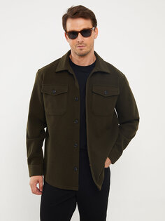 Мужская куртка-рубашка стандартного кроя с длинным рукавом LCW Vision, хаки