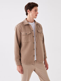 Мужская куртка-рубашка стандартного кроя с длинным рукавом LCW Vision, норка