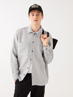 Мужская куртка-рубашка стандартного кроя с длинным рукавом LCW Casual, серый