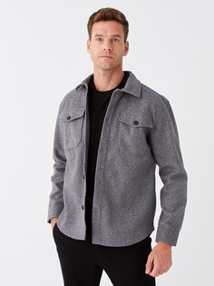 Мужская куртка-рубашка стандартного кроя с длинным рукавом LCW Vision, антрацит