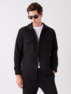 Мужская куртка-рубашка стандартного кроя с длинным рукавом LCW Vision, новый черный