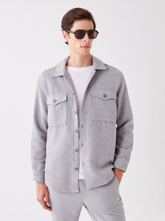 Мужская куртка-рубашка стандартного кроя с длинным рукавом LCW Vision, серый