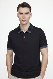 Мужская облегающая футболка из хлопка пике с воротником-поло, черная футболка TUDORS