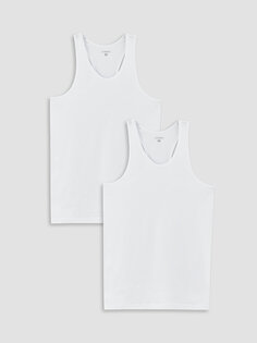 Мужская нижняя рубашка из чесаного хлопка с U-образным вырезом, комплект из 2 штук LCW DREAM, оптический белый