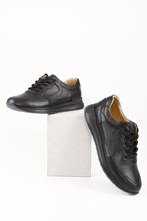 Повседневные мужские кроссовки из натуральной кожи с круглым носком на шнуровке 01391 GÖNDERİ(R)