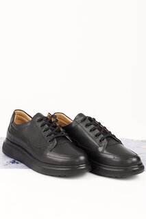 Повседневные мужские кроссовки из натуральной кожи с круглым носком на шнуровке 01677 GÖNDERİ(R)