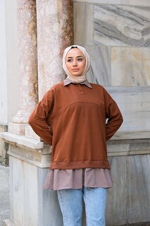Женская туника в хиджабе с воротником-поло, коричневая Locco