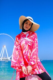 Полностью закрытый купальник хиджаб цвета фуксии с рисунком M2322 Marina