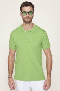 Мужская однотонная зеленая футболка из хлопка пике с воротником поло и воротником-поло TUDORS, зеленый