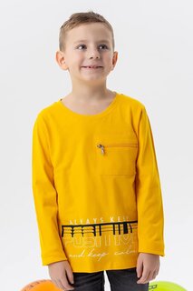 Футболка с длинным рукавом и карманом на молнии для мальчика, желтая (5–10 лет) Breeze