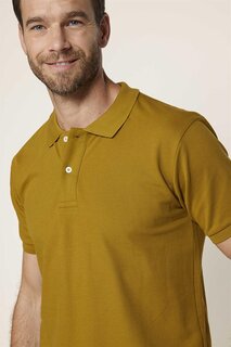 Мужская однотонная хлопковая футболка пике с воротником-поло Slim Fit TUDORS, коричневый