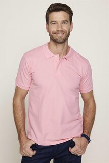 Мужская однотонная хлопковая футболка пике с воротником-поло Slim Fit TUDORS, розовый