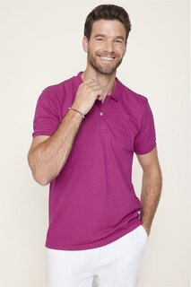 Мужская однотонная хлопковая футболка с воротником поло, фиолетовая футболка пике TUDORS, фиолетовый