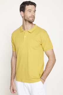 Мужская однотонная хлопковая футболка пике с воротником-поло Slim Fit TUDORS, горчично-желтый