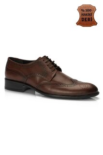 H046 Классические мужские туфли из натуральной кожи Muggo, коричневый