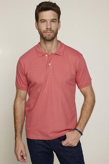Мужская однотонная хлопковая футболка с воротником поло, розовая футболка пике TUDORS