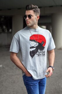 Мужская окрашенная серая футболка с рисунком 5361 MADMEXT