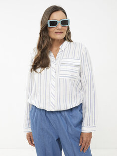 Полосатая женская рубашка-туника с длинным рукавом LCW Grace, синие полосы