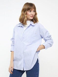 Полосатая женская рубашка с длинным рукавом SOUTHBLUE, темно-синий в полоску