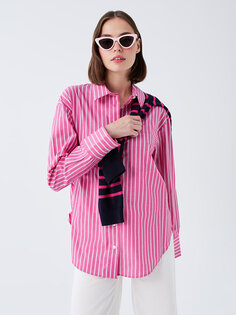 Полосатая женская рубашка с длинным рукавом SOUTHBLUE, розовые полосы