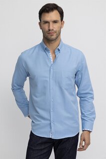 Мужская оксфордская рубашка классического кроя Tudors, простая глажка, синяя рубашка TUDORS
