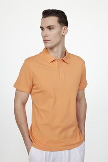 Мужская оранжевая футболка Slim Fit с воротником поло с рисунком TUDORS