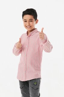 Полосатая рубашка для мальчика со сложенными рукавами Fullamoda, красный
