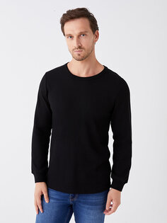 Мужская пижамная рубашка с круглым вырезом и длинными рукавами LCW DREAM, черный
