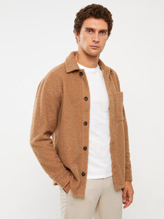 Мужская плюшевая куртка-рубашка стандартного кроя с длинным рукавом LCW Vision, бафф