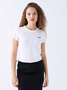 Женская укороченная рубашка с круглым вырезом и вышивкой XSIDE, от белого
