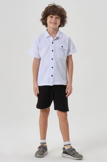 Полосатая рубашка из сотовой ткани с пуговицами. Комплект из верха и низа для мальчика BLACK ONE