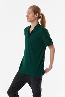 Полосатая футболка с воротником-поло Fullamoda, зеленый