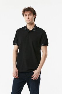 Полосатая футболка с воротником-поло Fullamoda, черный