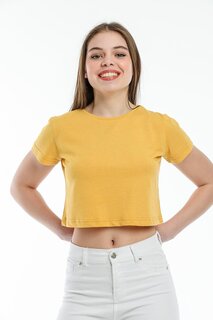 Женская укороченная трикотажная футболка SPR21Y13 Süperlife, горчично-желтый